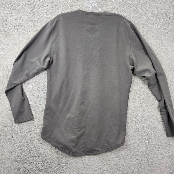 BYLT Men's Drop Cut Henley LS Long Sleeve Gray Shirt Gym Size M - Picture 5 of 11